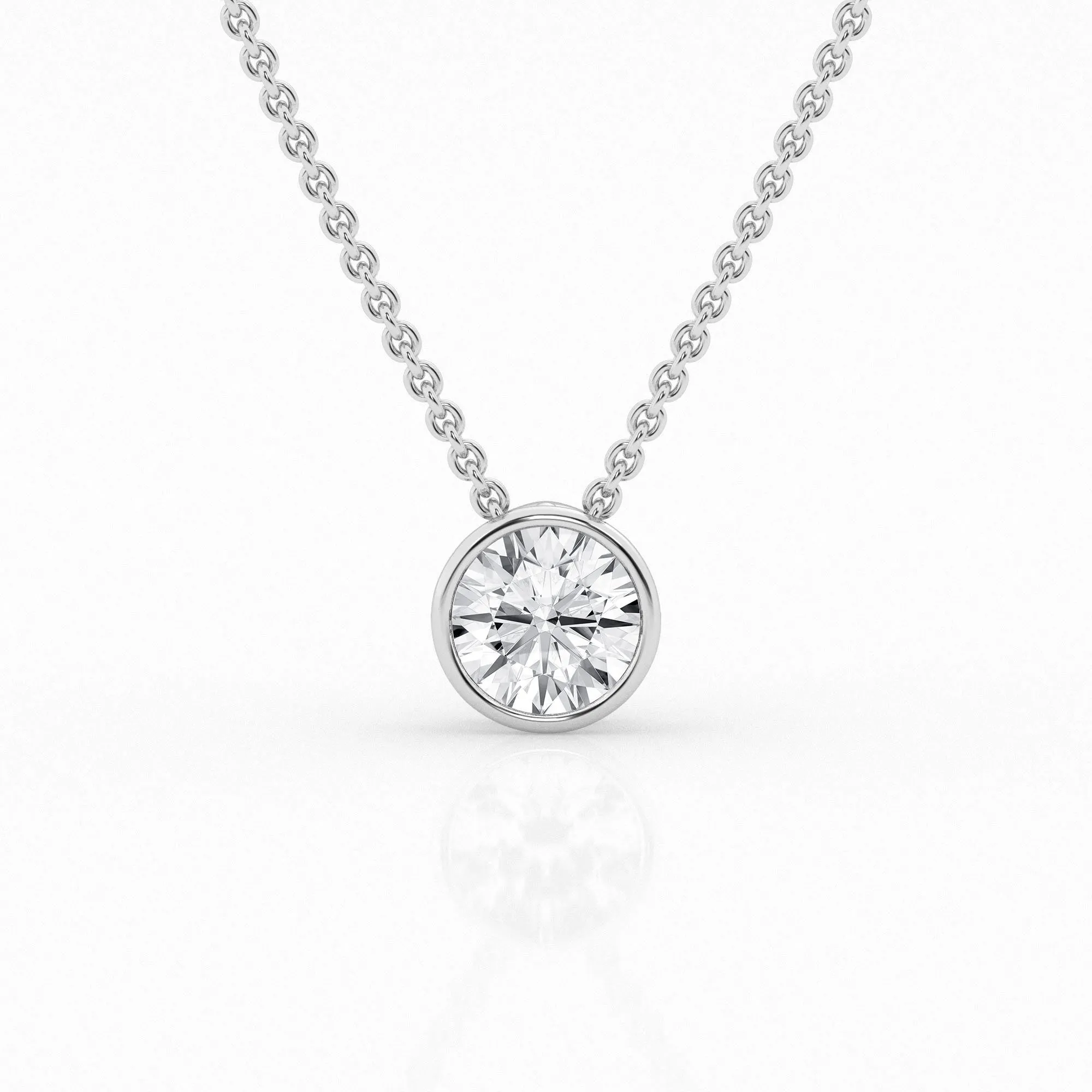 1 ct Round Lab Diamond Centre Stone Bezel Pendant by Mercury Rings