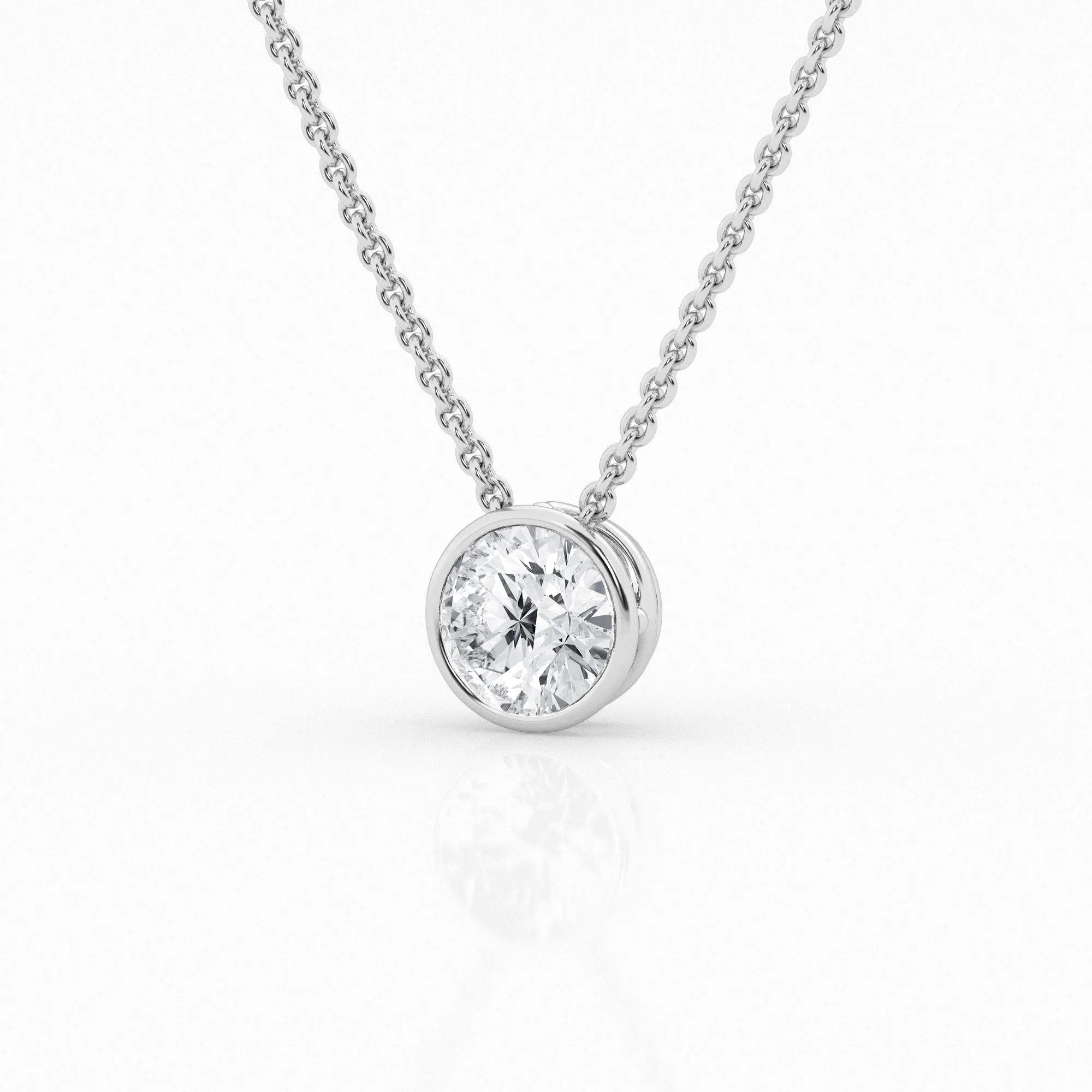 1 ct Round Lab Diamond Centre Stone Bezel Pendant by Mercury Rings