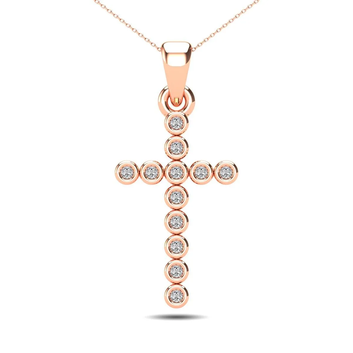 10K Rose Gold 1/20 Ct.Tw. Diamond Accent Croos Pendant