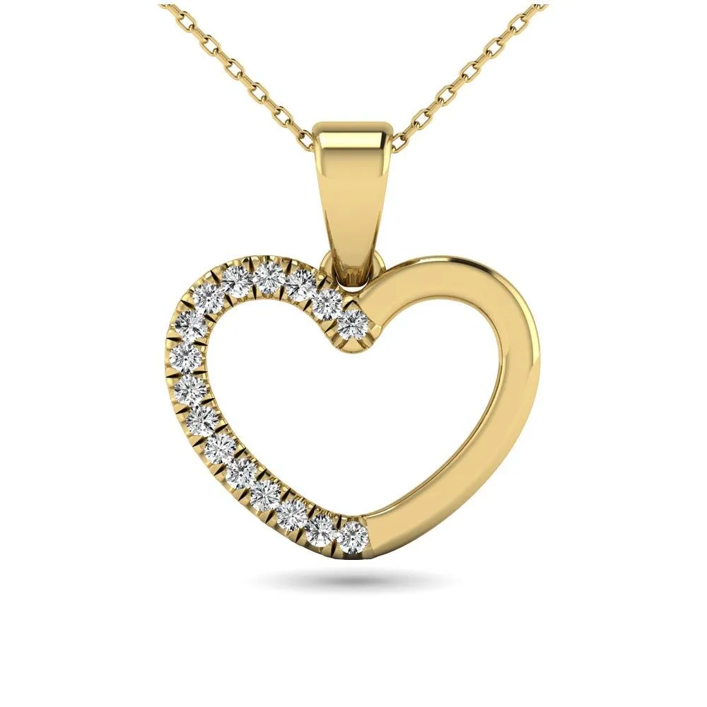 10K Yellow Gold 1/10 Ctw Diamond Heart Pendant