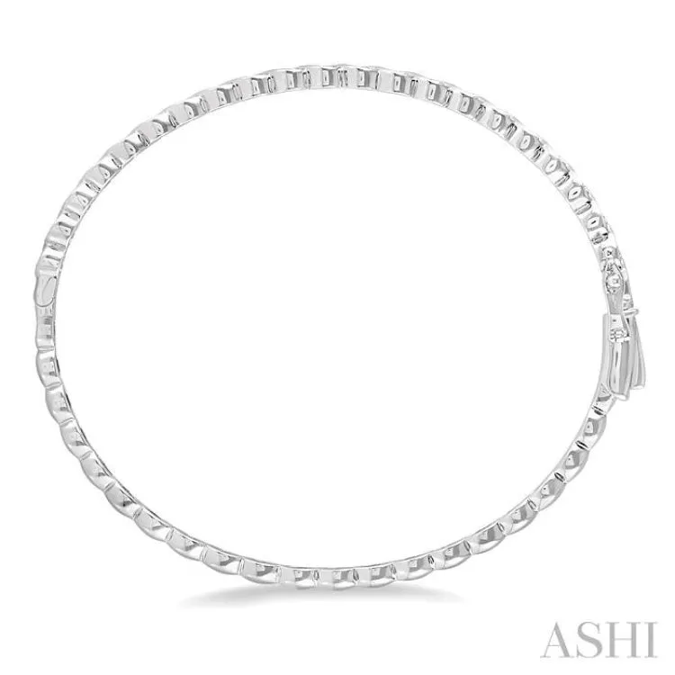 1/3 Ctw Marquise Mount Round Cut Diamond Stackable Bangle in 14K White Gold