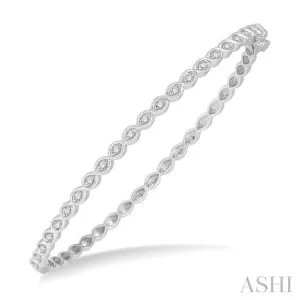 1/3 Ctw Marquise Mount Round Cut Diamond Stackable Bangle in 14K White Gold