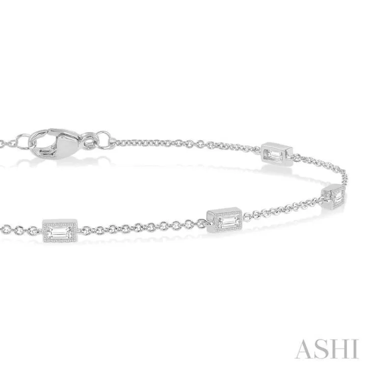 1/4 Ctw Baguette Diamond Station Bracelet in 10K White Gold