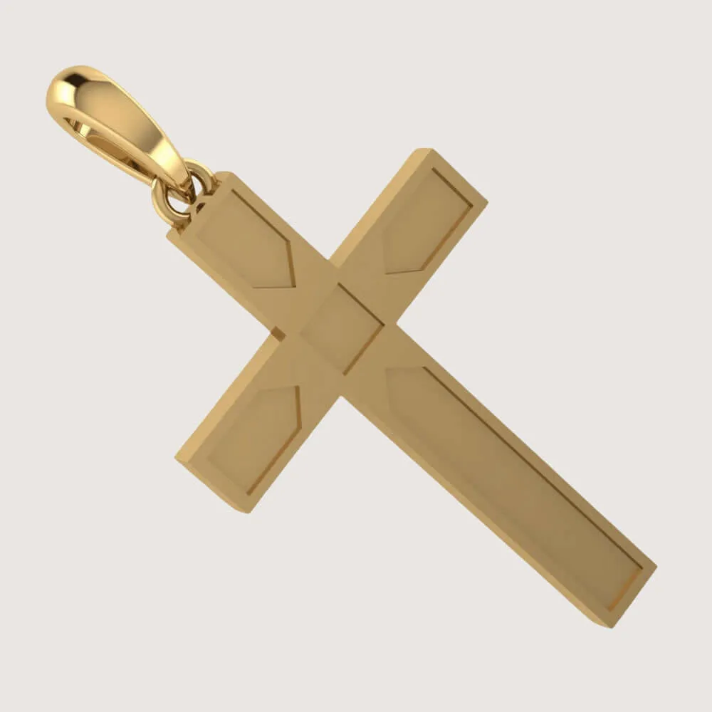 14k Gold Beveled Cross Pendant