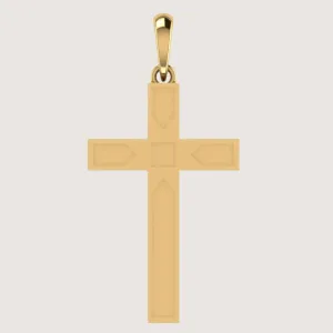 14k Gold Beveled Cross Pendant