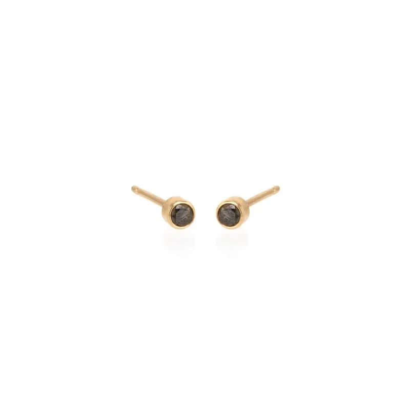 14k Gold Black Diamond Studs