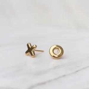 14k Gold Hug and Kiss Post Earrings