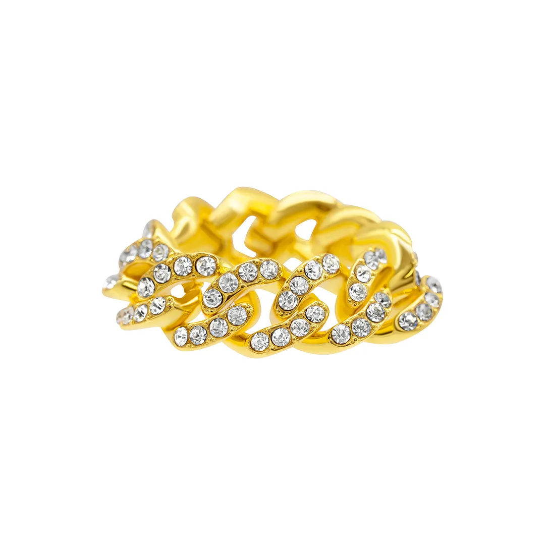 14k Gold Plated Curb Chain Flexible Ring