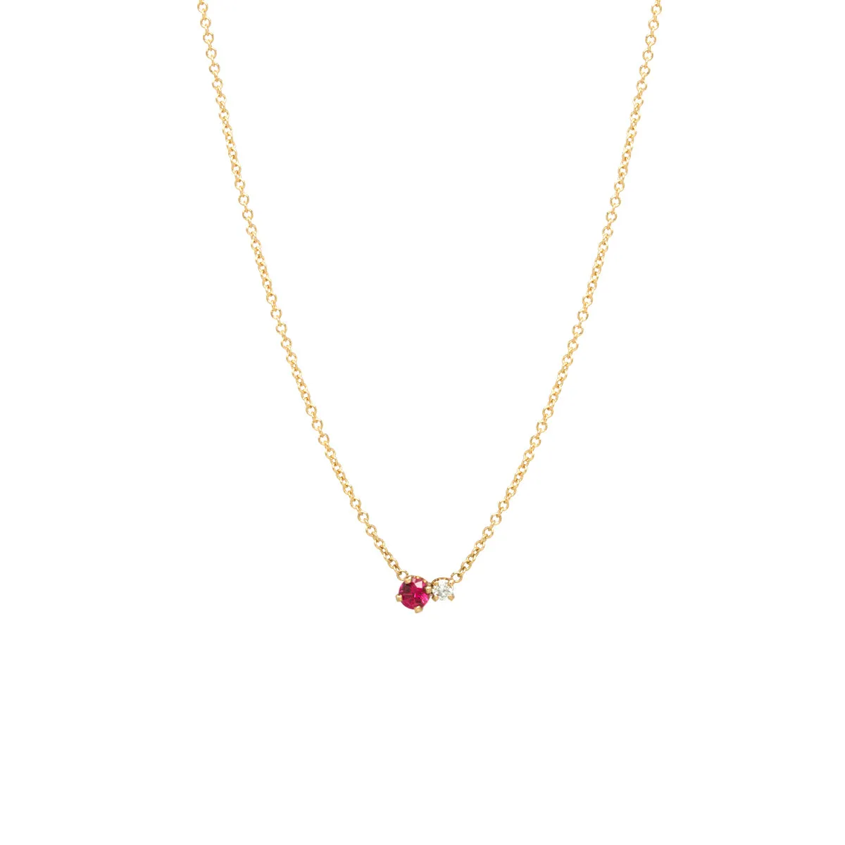 14k Prong Diamond & Ruby Necklace