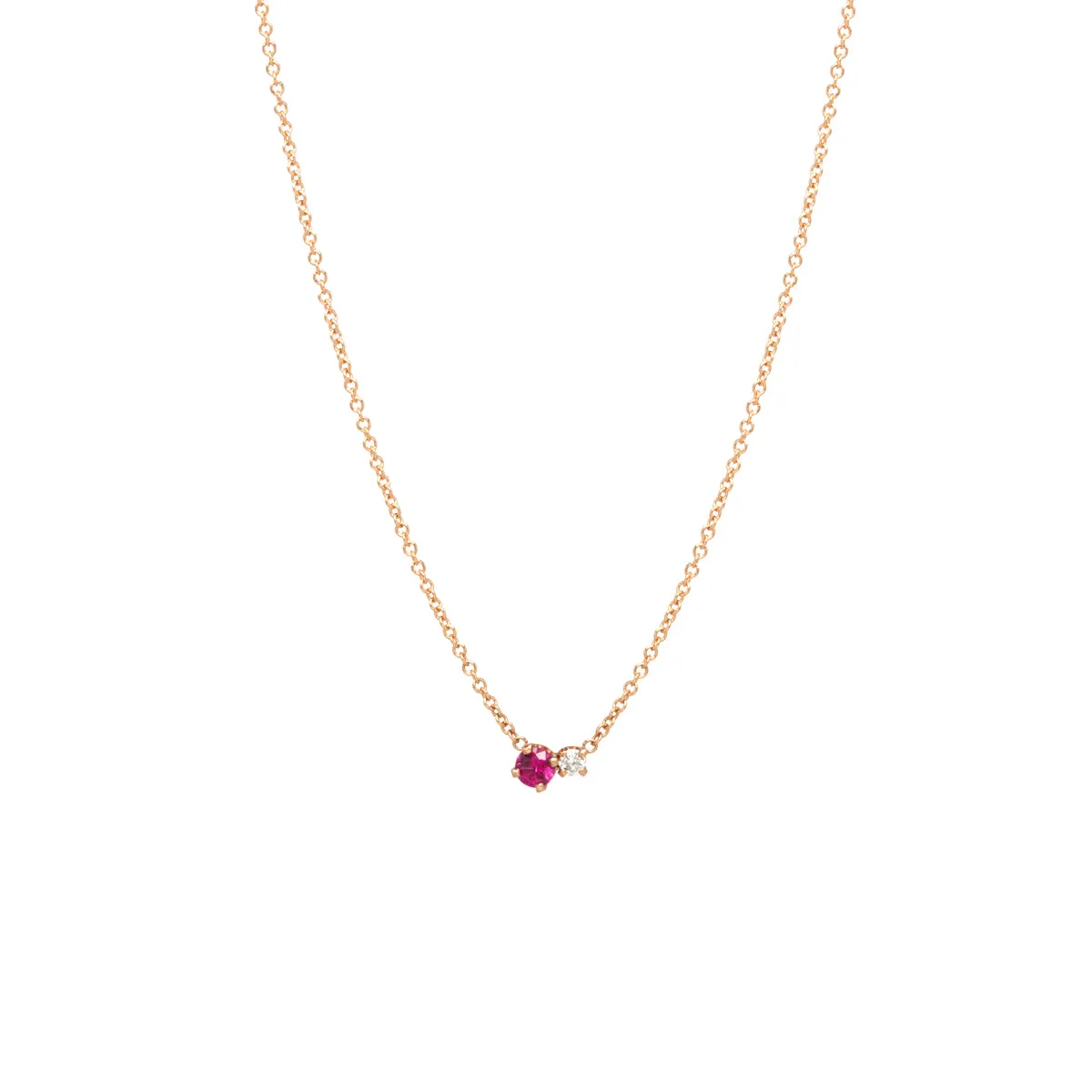 14k Prong Diamond & Ruby Necklace