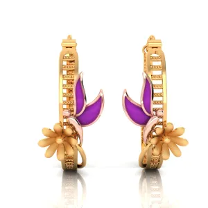 14k Sublime Gold Earrings With Butterfly On A Flower Design