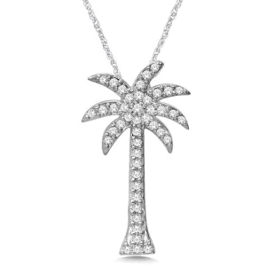 14K White Gold 1/3 Ct.Tw. Diamond Palm Tree Pendant