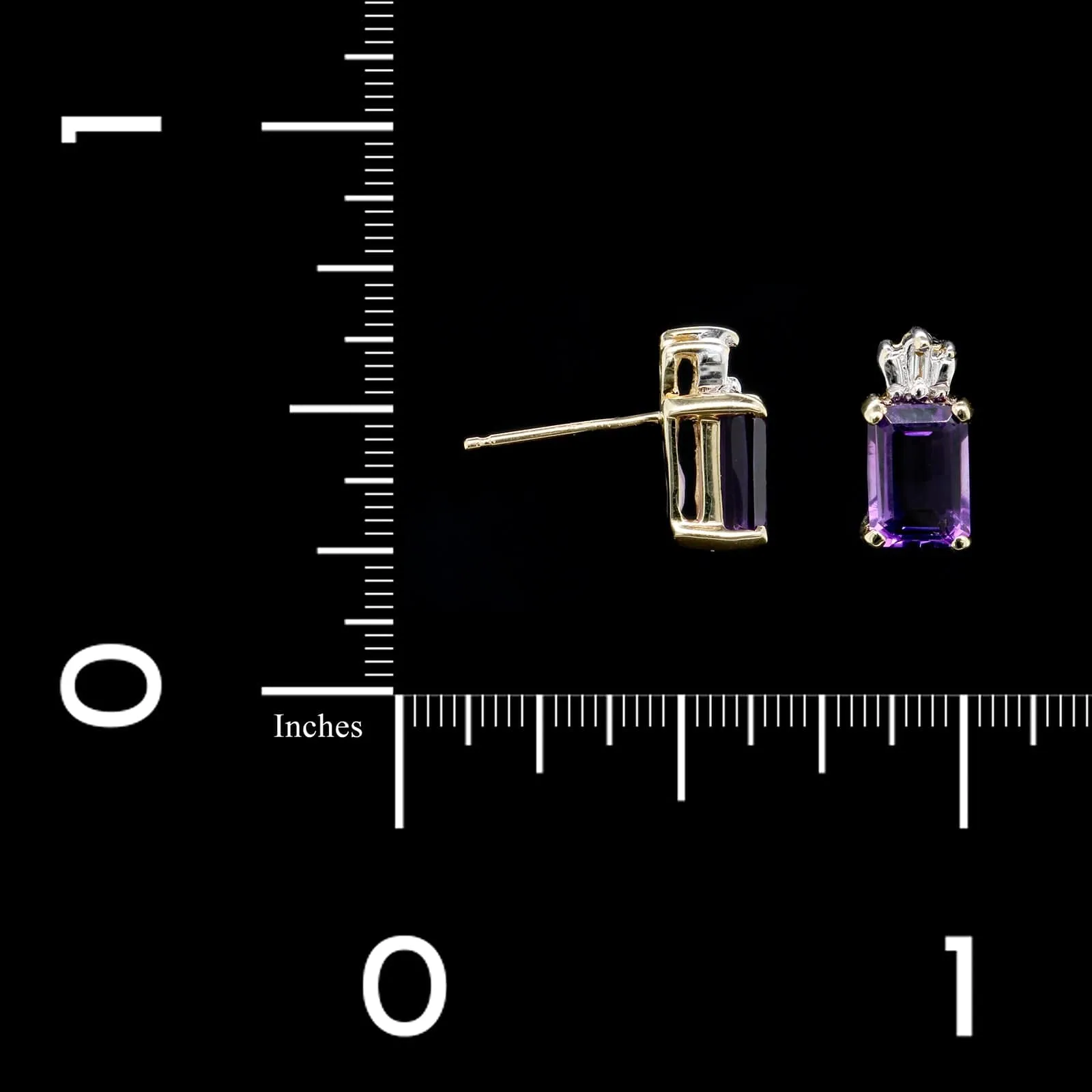 14K Yellow Gold Estate Amethyst and Diamond Earrings