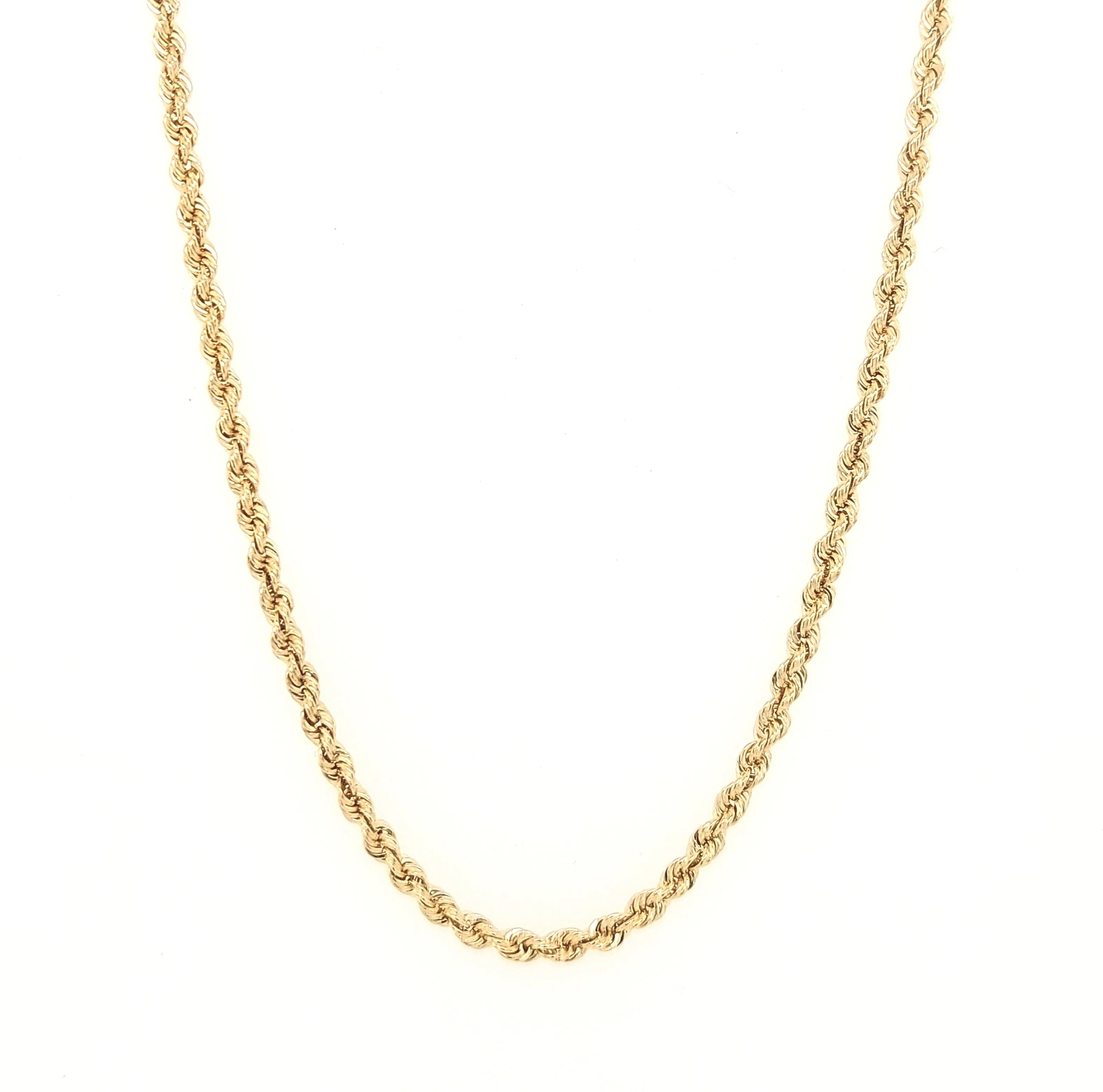 14KY 2.5mm Solid Rope Chain Length:20in Gram Weight:9.0g