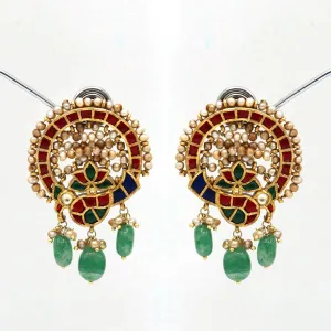 18k gold plated silver earring, 925 silver earring with multi color stone