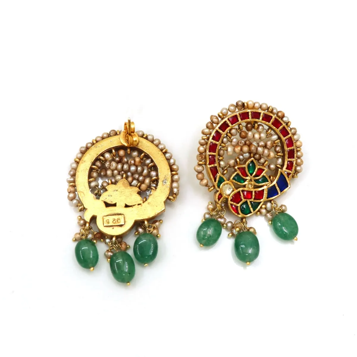 18k gold plated silver earring, 925 silver earring with multi color stone