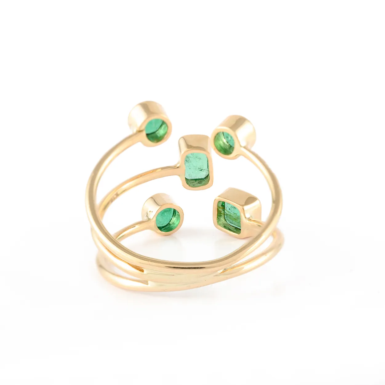 18K Yellow Gold Emerald Adjustable Ring