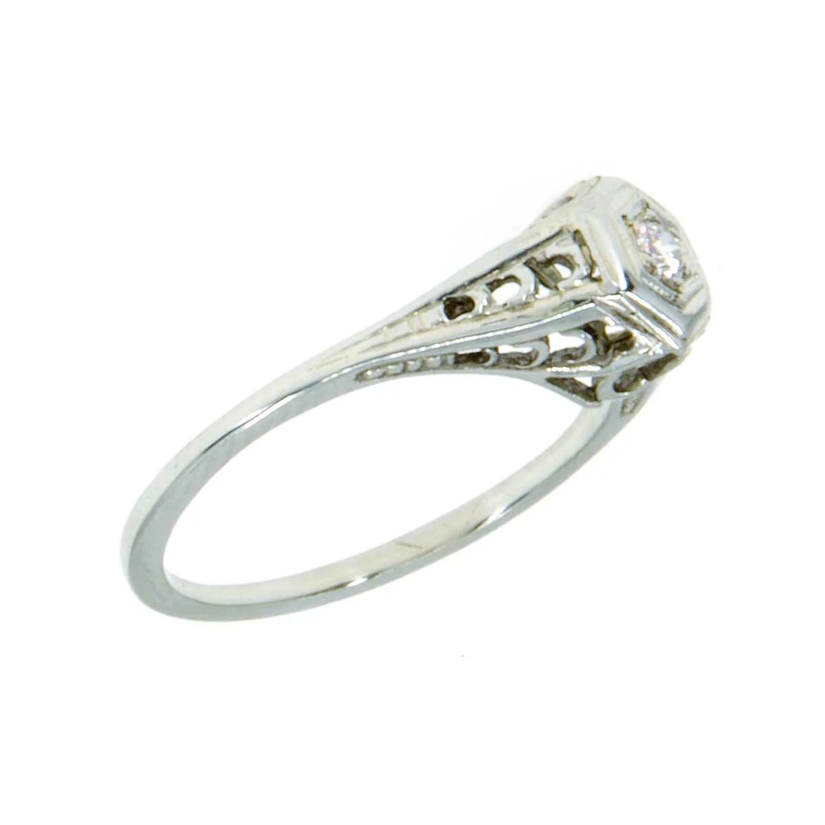 1920s Filigree Diamond Engagement Ring 18k