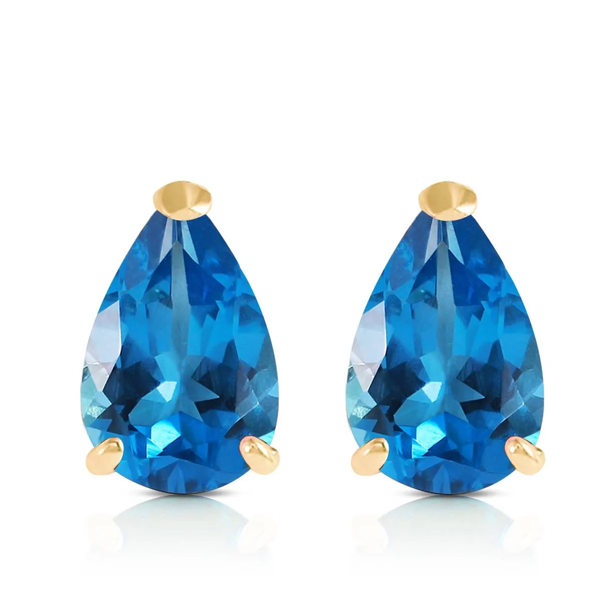 3.15 Carat 14K Solid Yellow Gold Stud Earrings Natural Blue Topaz