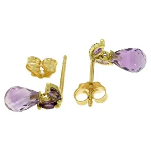 3.4 Carat 14K Solid Yellow Gold Wonderfully Performed Amethyst Earrings