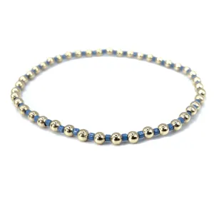 3mm Color Crush Newport STORMY Blue & Gold Waterproof Bracelet 6"-6.5"-7"-7.25"