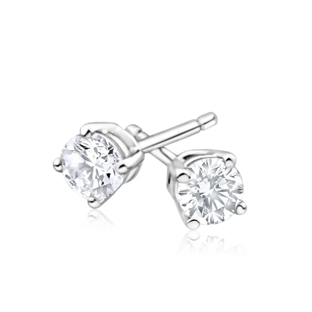 9ct White Gold 1/4 Carat Diamond Stud Earrings