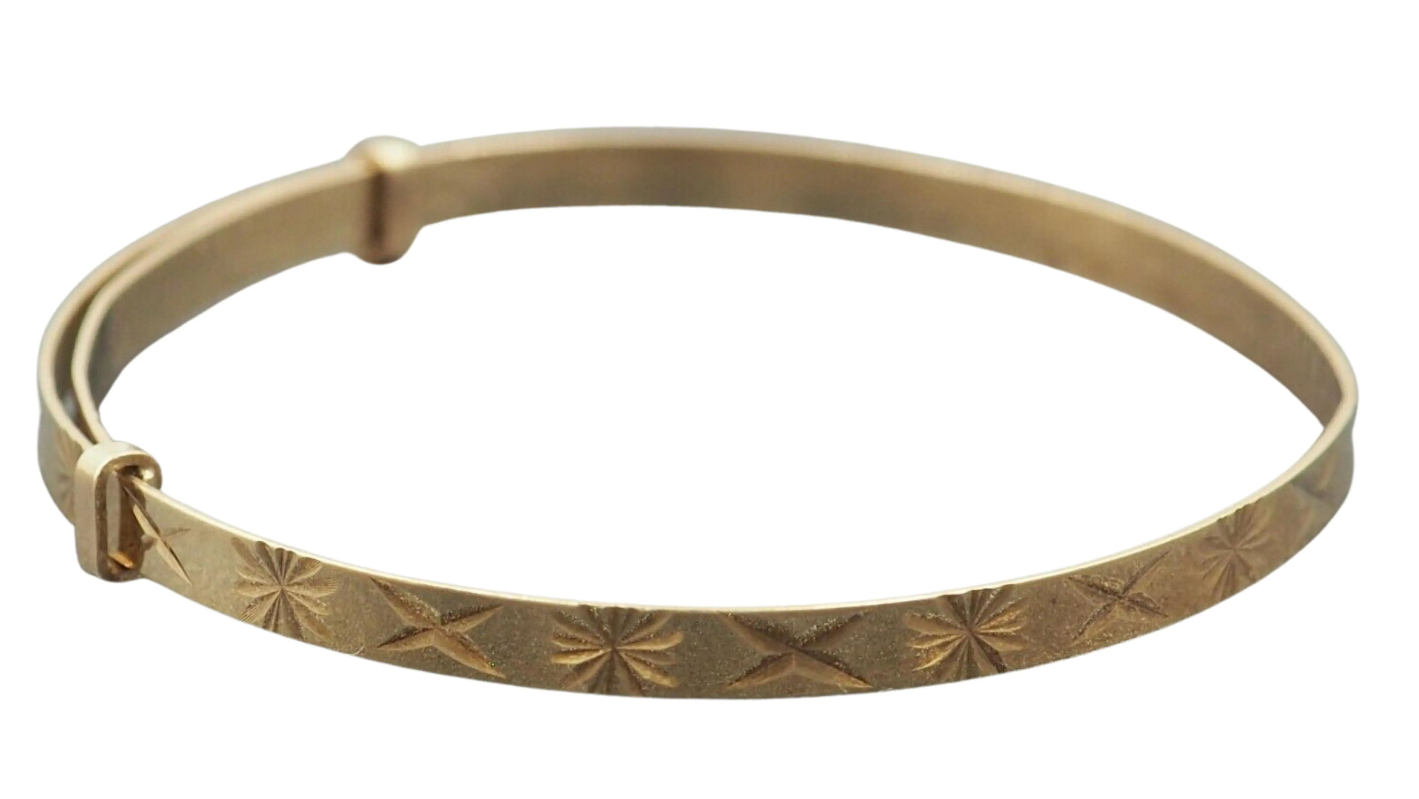 9ct Yellow Gold Expandable Childs Bangle with Embossed Front