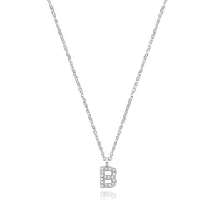 Acotis Silver Necklace Rhodium Plated Zirconia Initial G3395/B