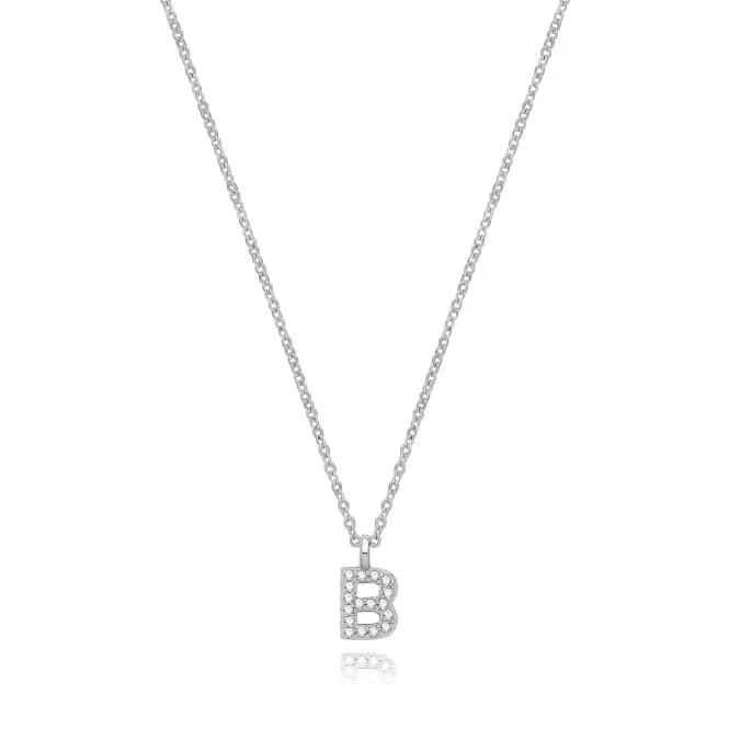 Acotis Silver Necklace Rhodium Plated Zirconia Initial G3395/B