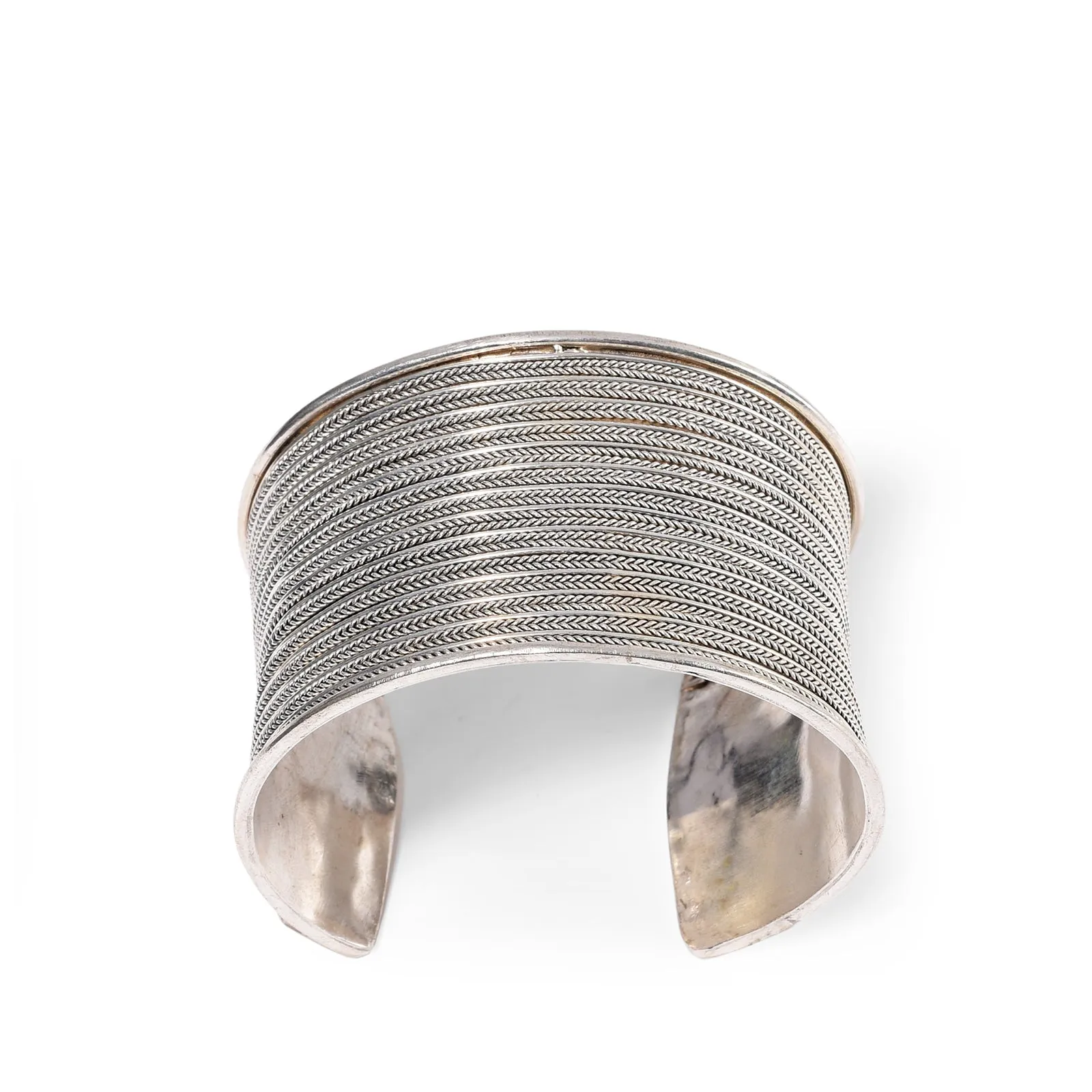 Adjustable White Metal Miao Bangle