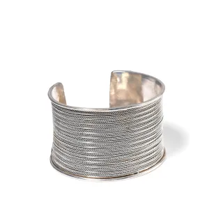 Adjustable White Metal Miao Bangle