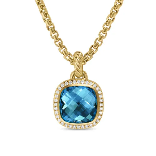 Albion Pendant in 18K Yellow Gold with Hampton Blue Topaz and Diamonds, 11mm