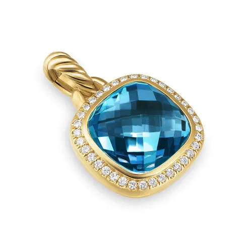 Albion Pendant in 18K Yellow Gold with Hampton Blue Topaz and Diamonds, 11mm