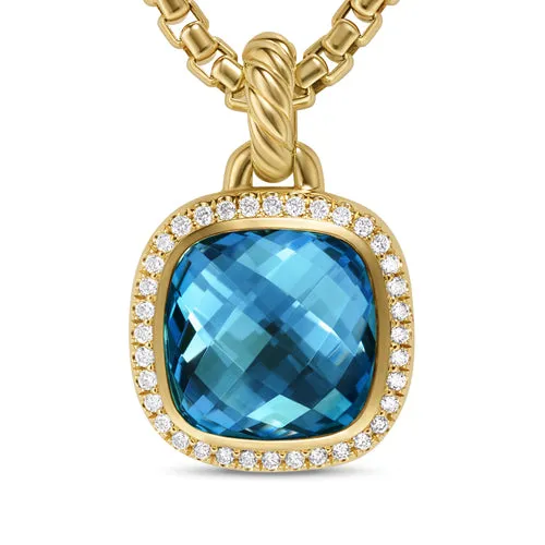 Albion Pendant in 18K Yellow Gold with Hampton Blue Topaz and Diamonds, 11mm