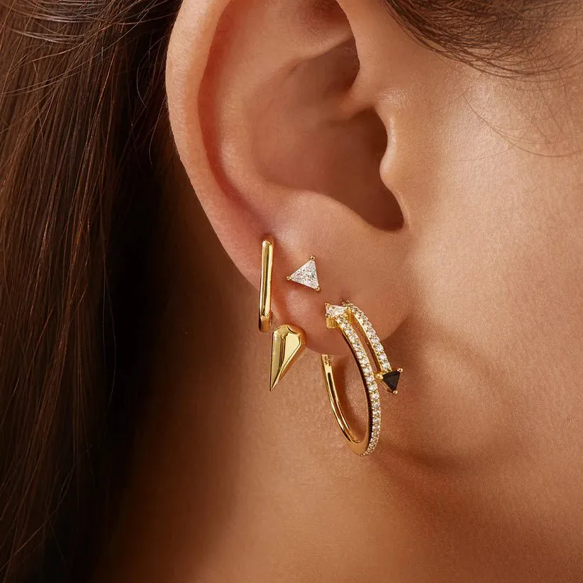 Ania Haie Gold Pave Double Arrow Stud Hoops E059-18G