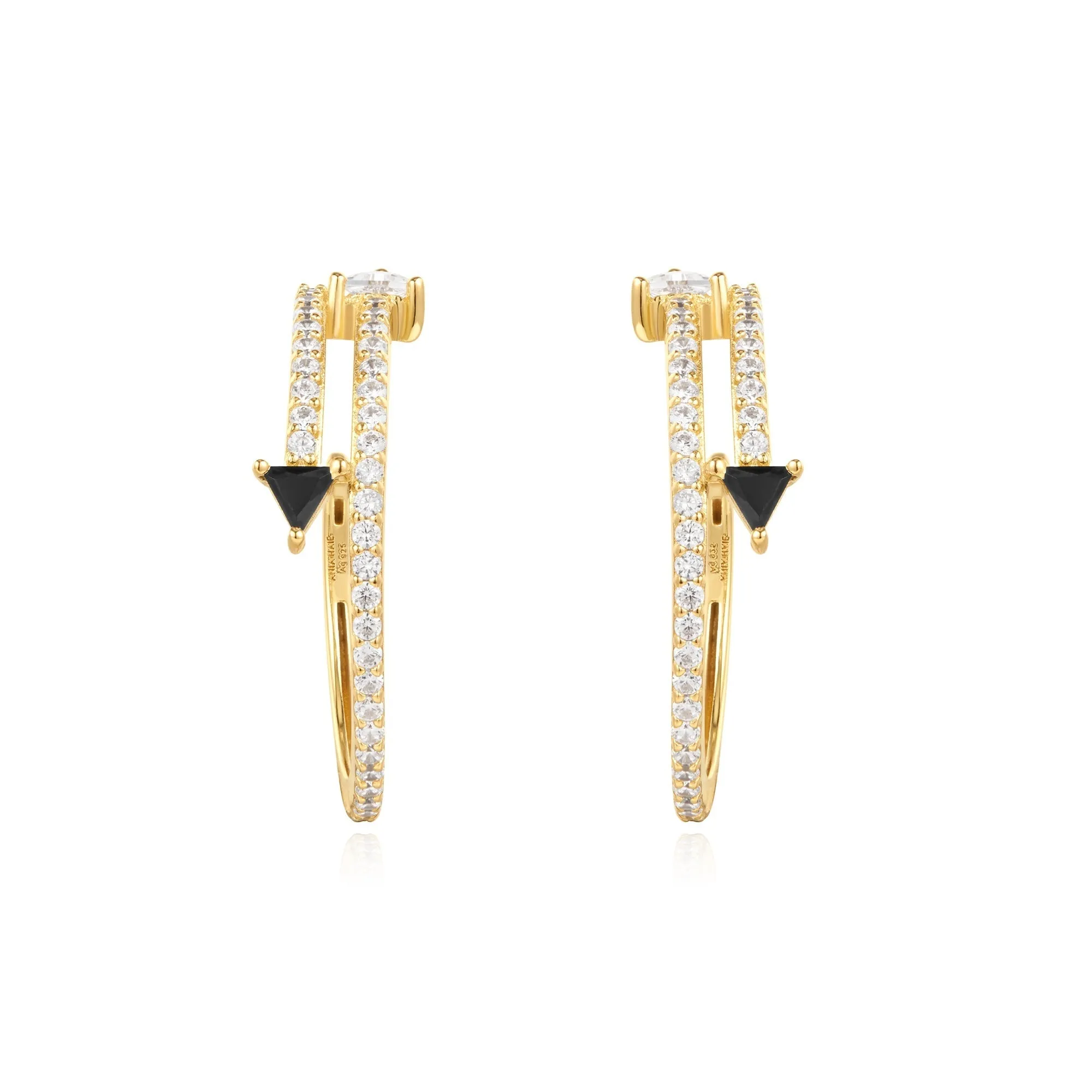 Ania Haie Gold Pave Double Arrow Stud Hoops E059-18G