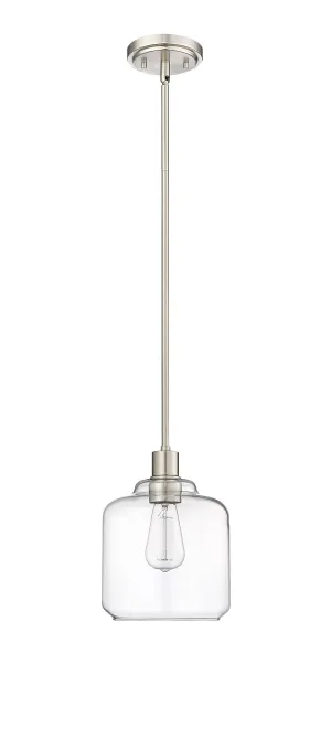 Asheville Mini-Pendant - Brushed Nickel - Clear Glass - 8in. Diameter - E26 Medium Base