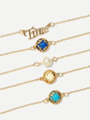 Ball Detail Chain Bracelet Set 5pcs