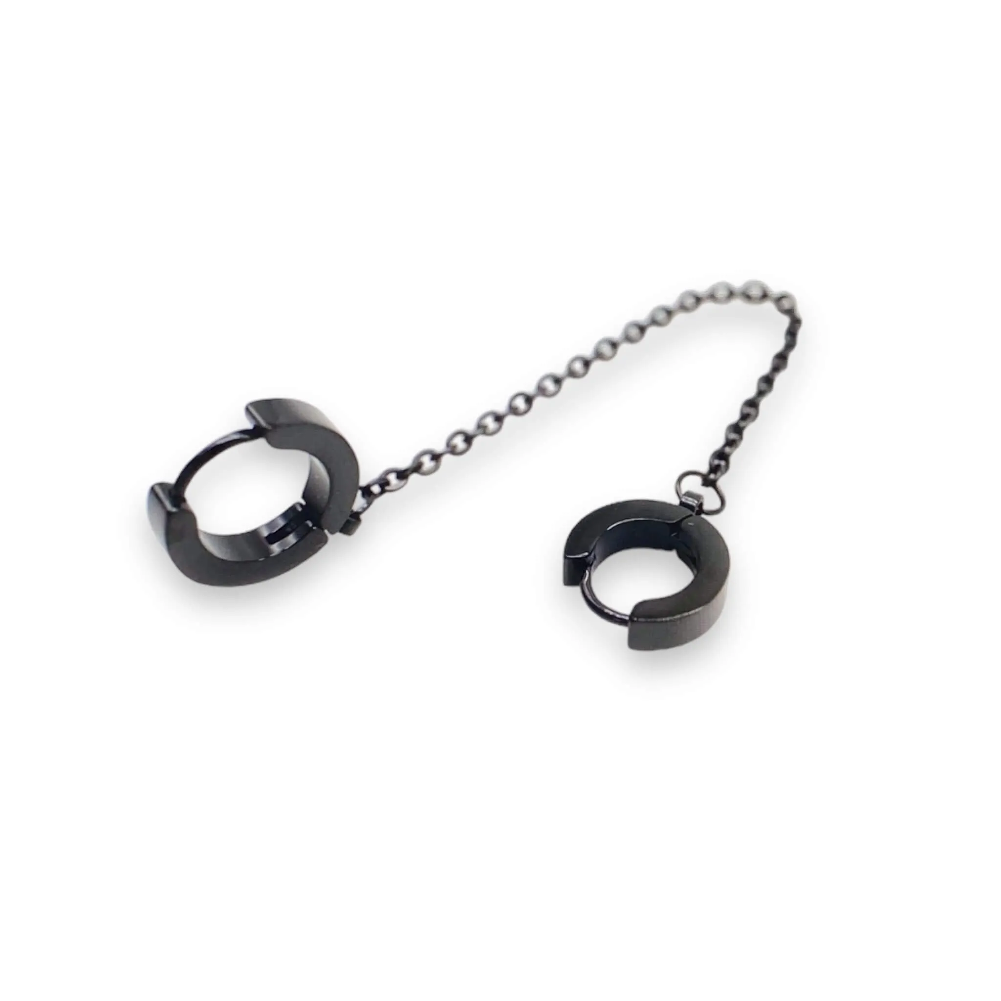 Black Handcuff Chain Hoop Earrings