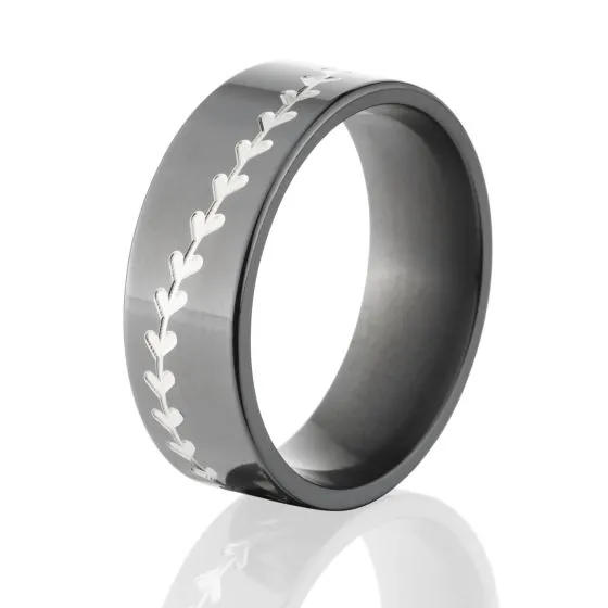 Black Zirconium Baseball Ring - Men's Wedding Bands