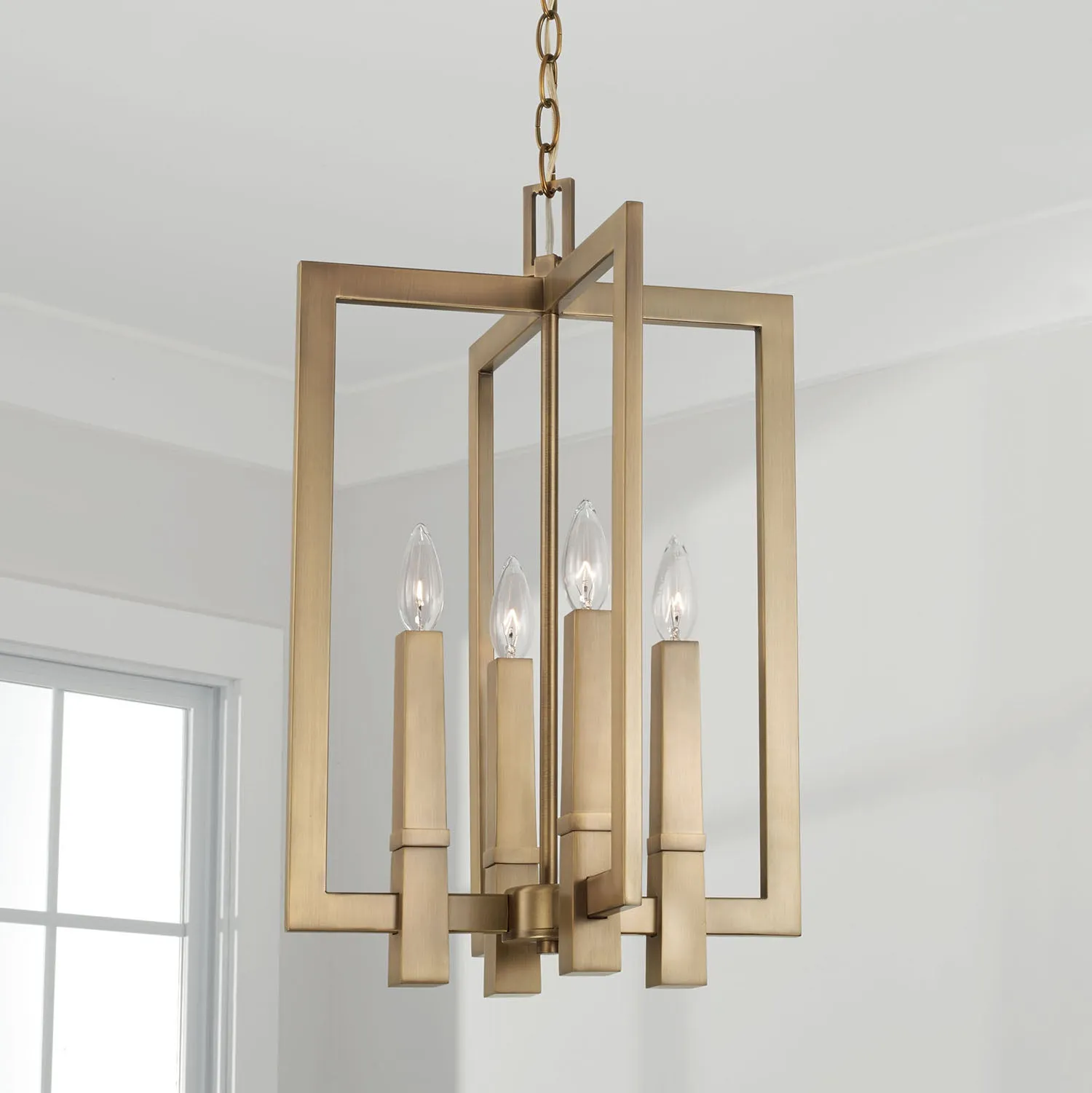 BLAKE 4-LIGHT FOYER, AGED BRASS