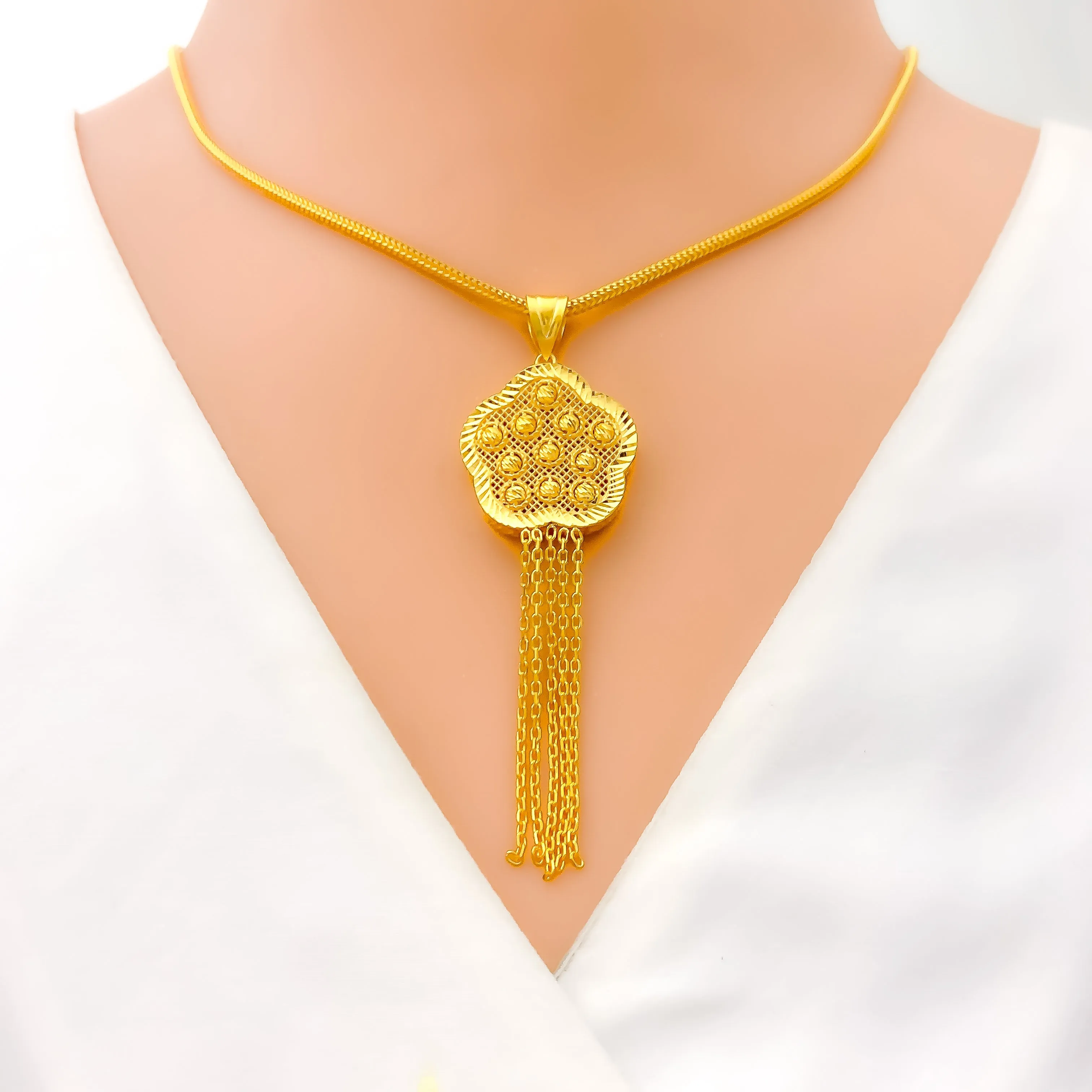 Blooming Reflective Flower 22k Gold Pendant