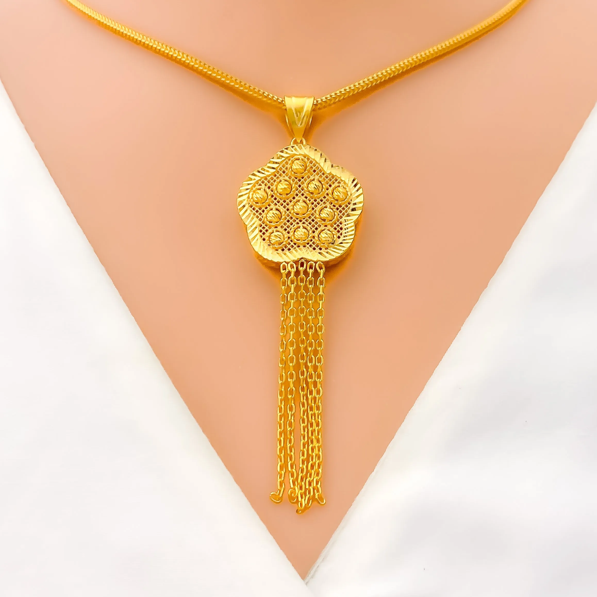 Blooming Reflective Flower 22k Gold Pendant