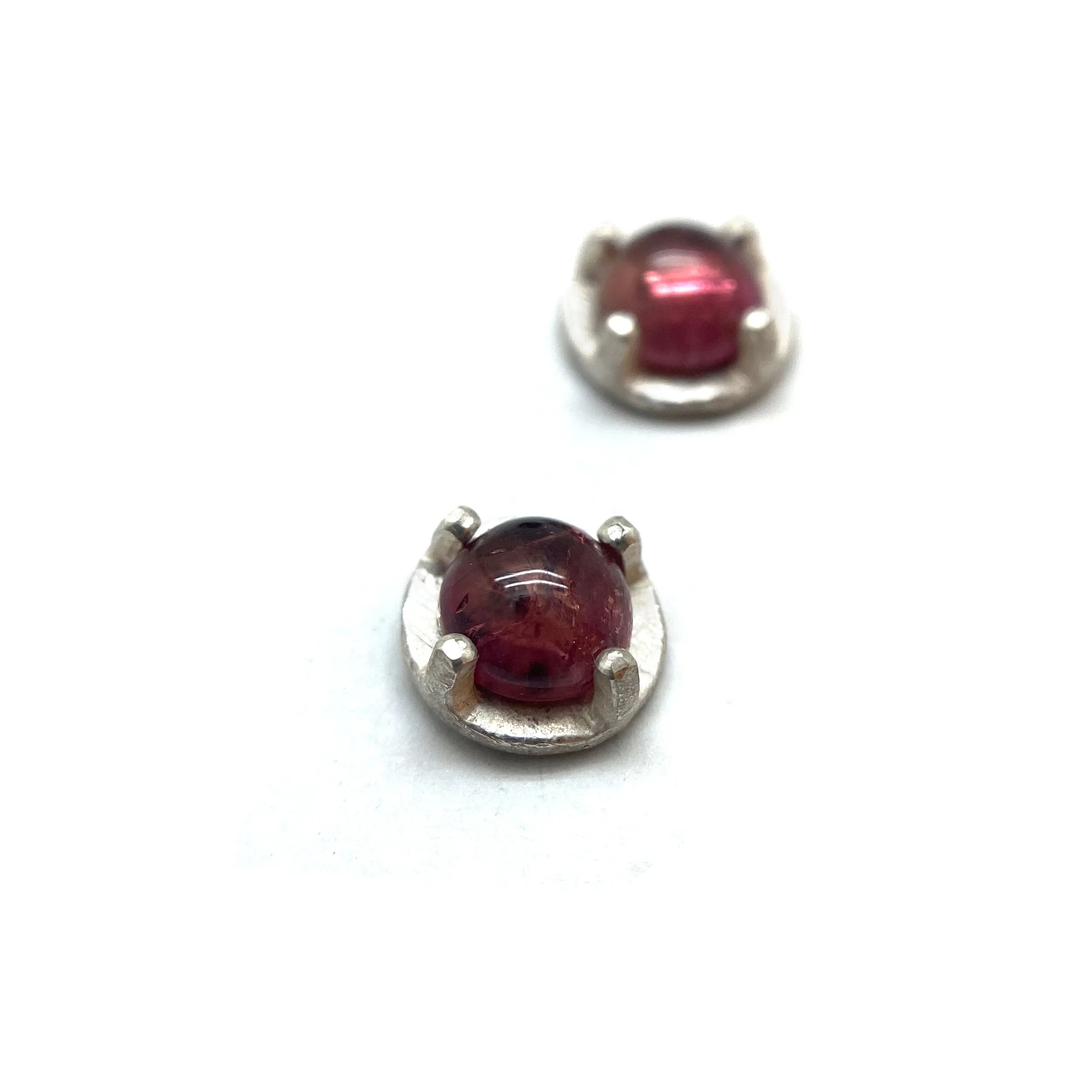 Carved Studs - Pink Tourmaline