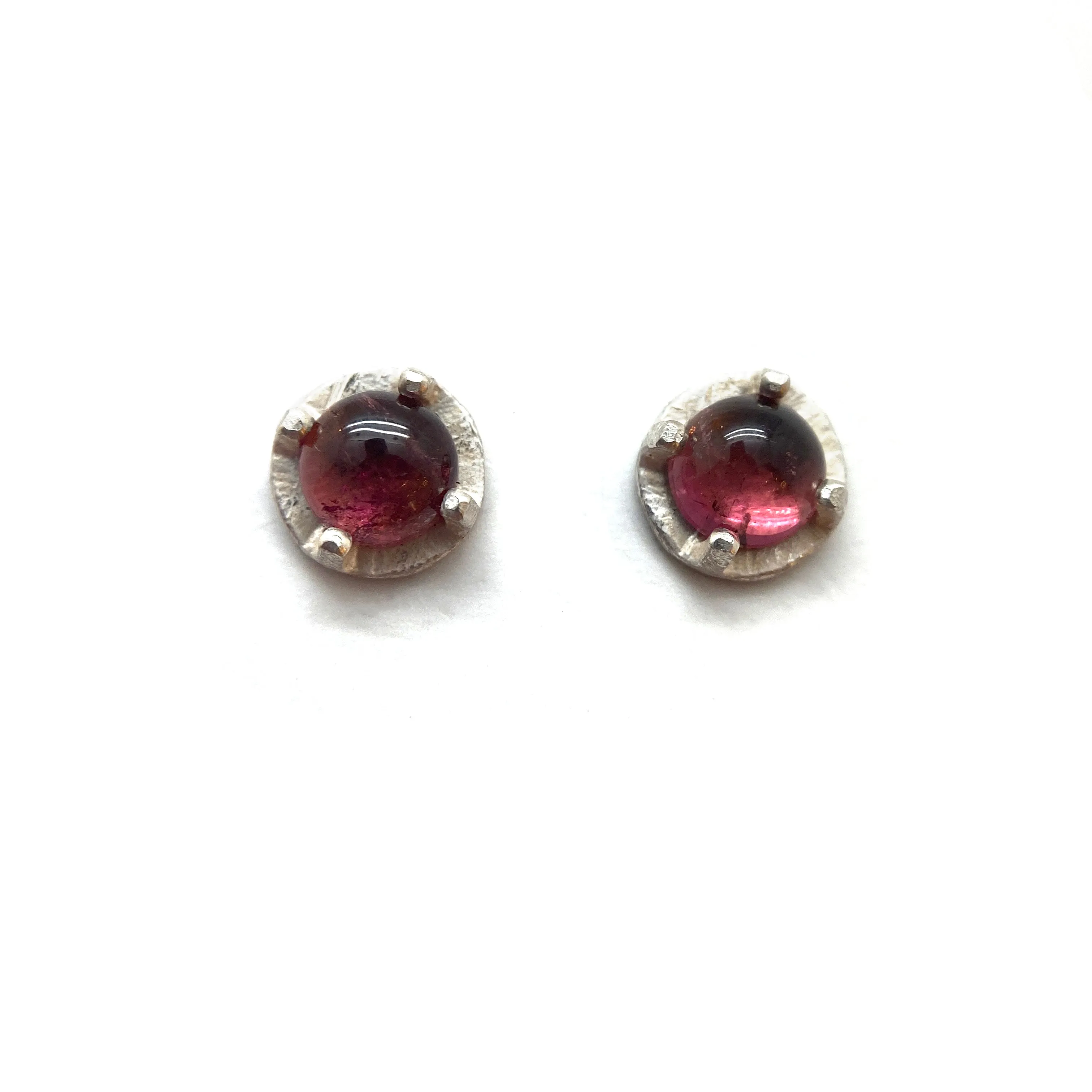 Carved Studs - Pink Tourmaline