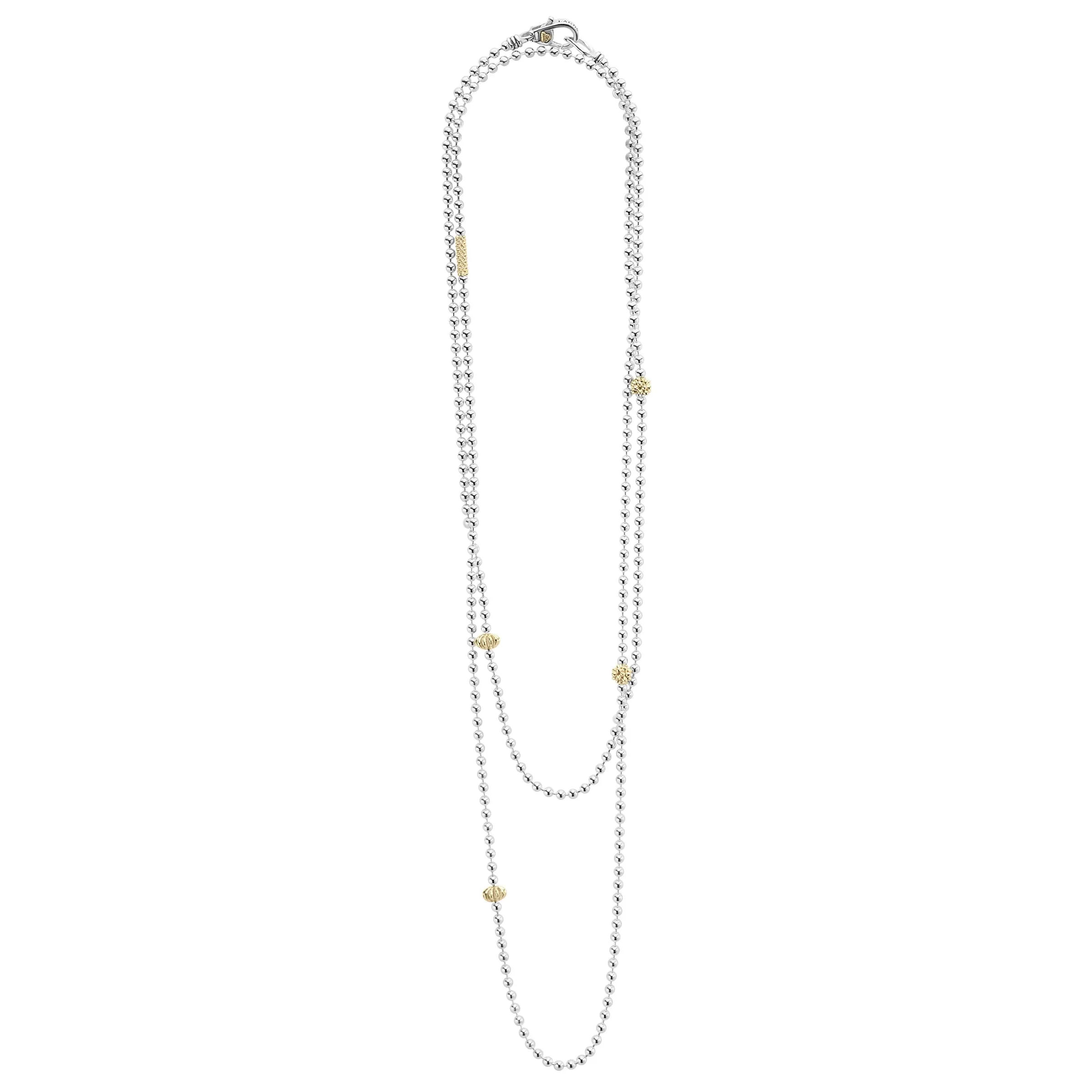 Caviar Icon Long Two-Tone Caviar Beaded Necklace