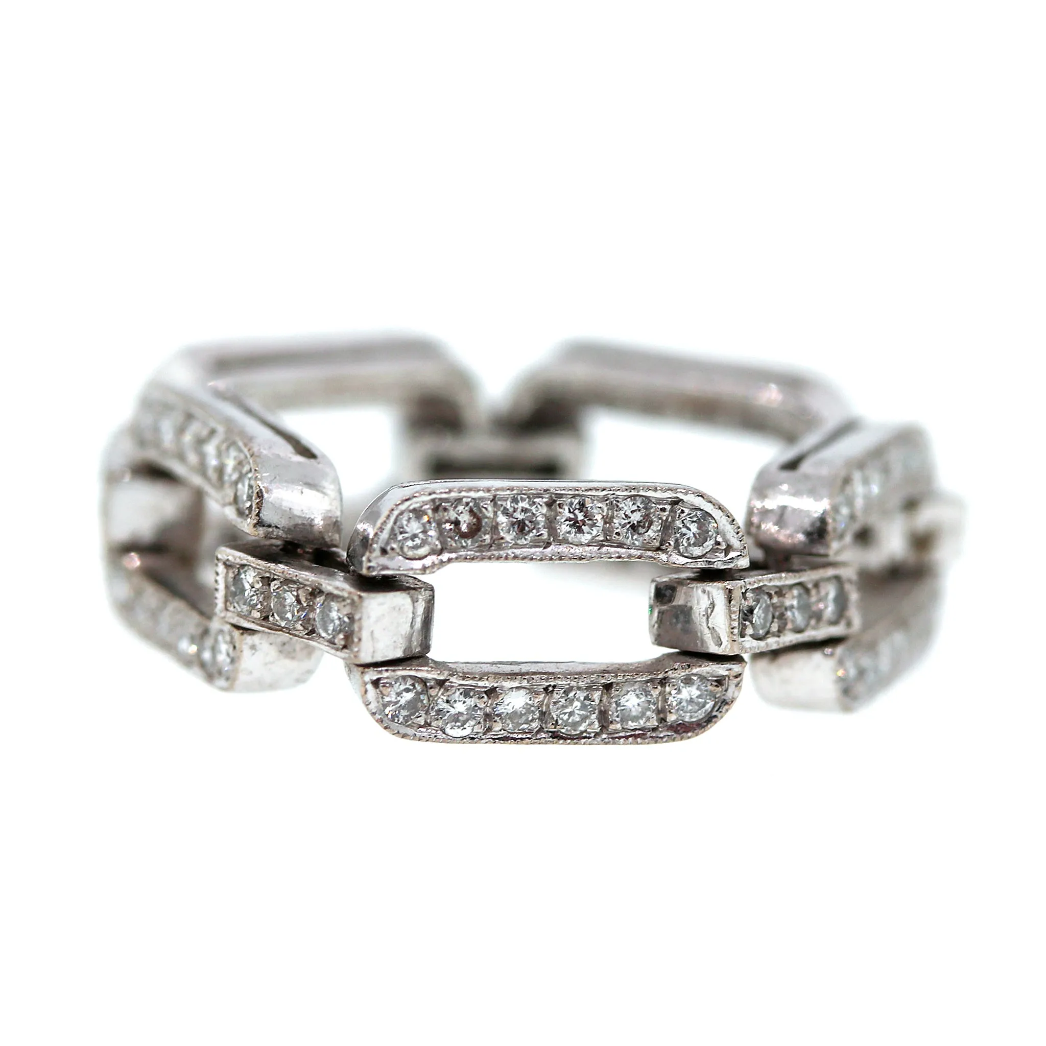 Chain Link Flexible Diamond Ring in 14k Gold