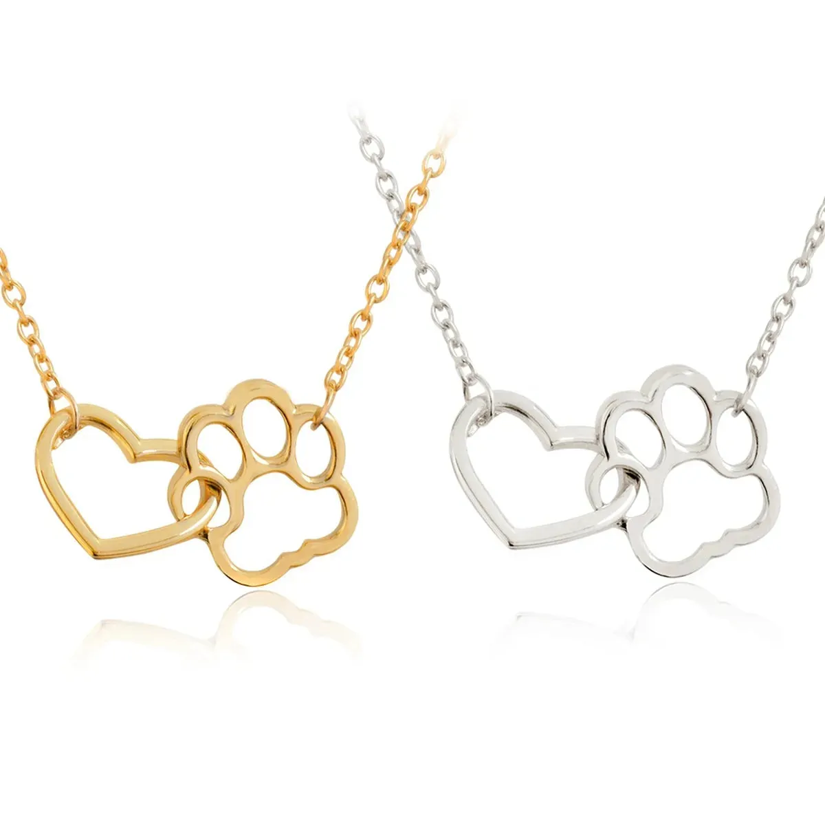 Charming Hollow Pet Paw Footprint Necklaces