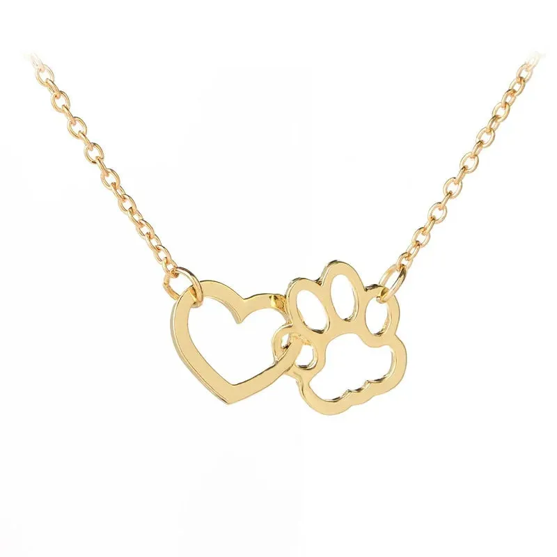 Charming Hollow Pet Paw Footprint Necklaces