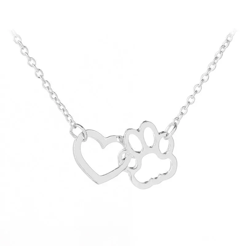 Charming Hollow Pet Paw Footprint Necklaces